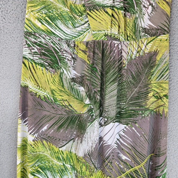 Tori Richards Womens Tropical Leaves Maxi Halter Dress Sz XL Vacation Beach - Picture 3 of 10